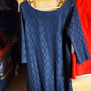 Emma & Michele Navy Lace Long Sleeve Dress